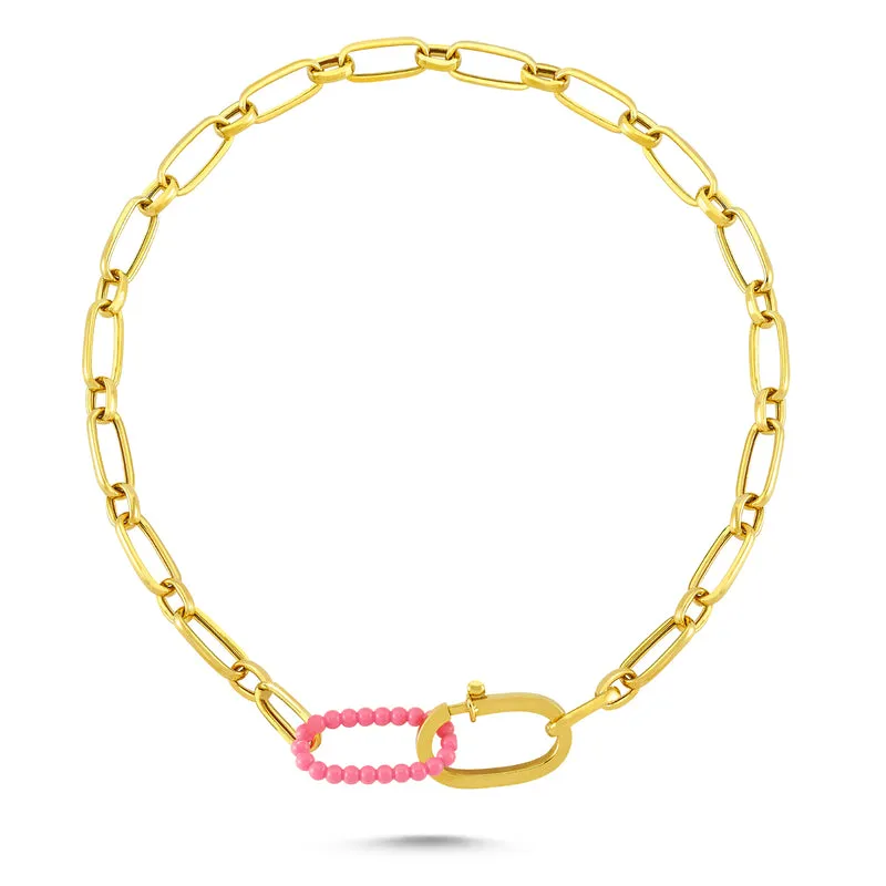 Collier Lock Me Up Rose Néon