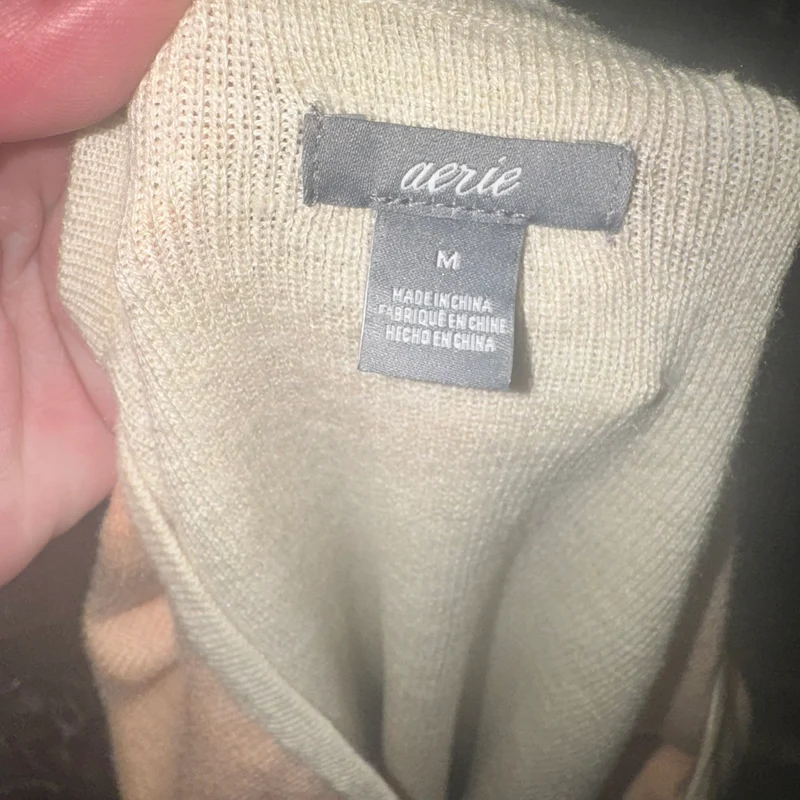Aerie Cropped half zip color block sweater