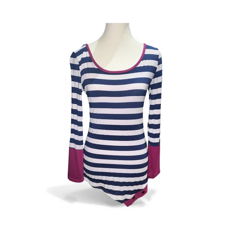 Striped assymetrical hem top