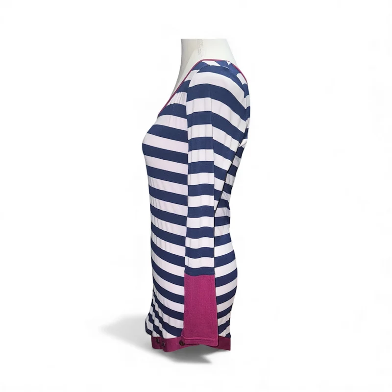 Striped assymetrical hem top