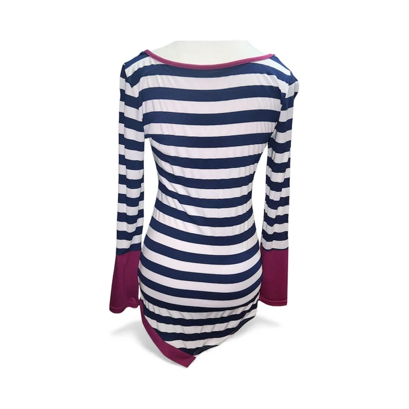 Striped assymetrical hem top