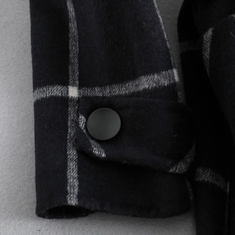 Manteau élégant en laine à carreaux