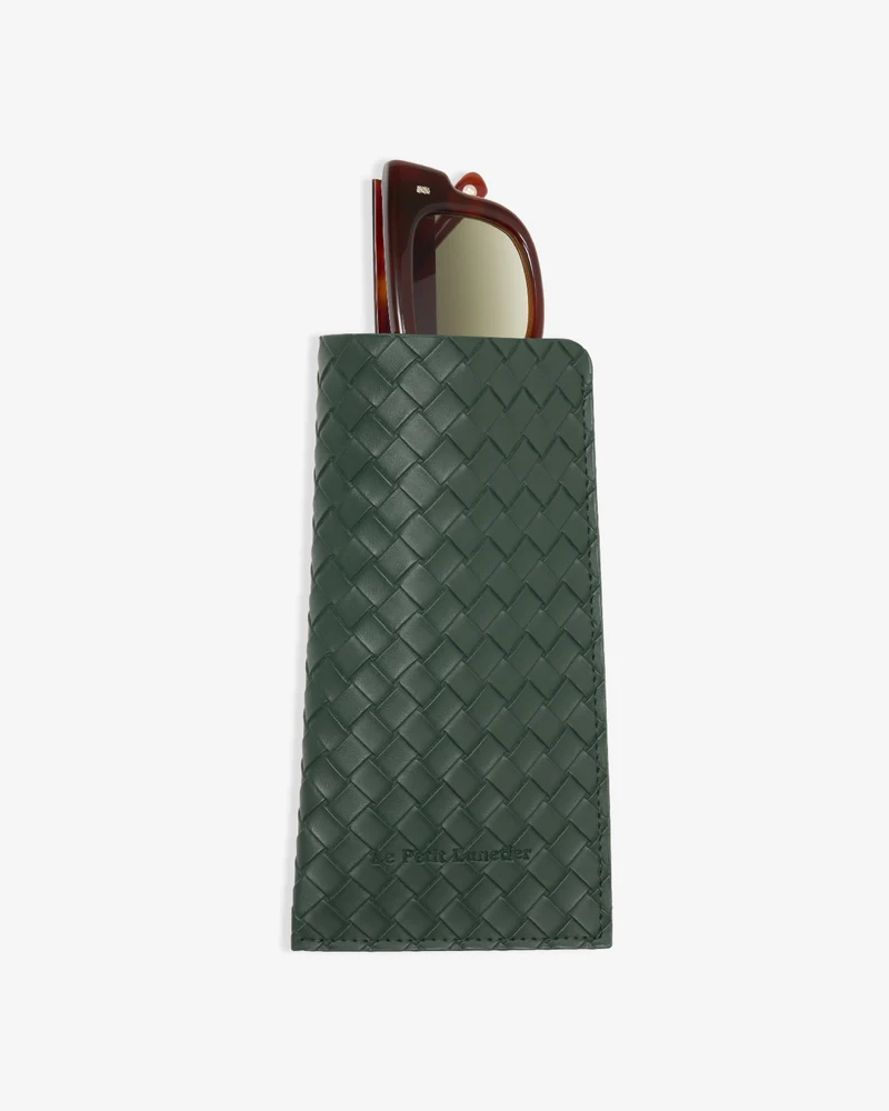 Pochette Verte en simili cuir tressé