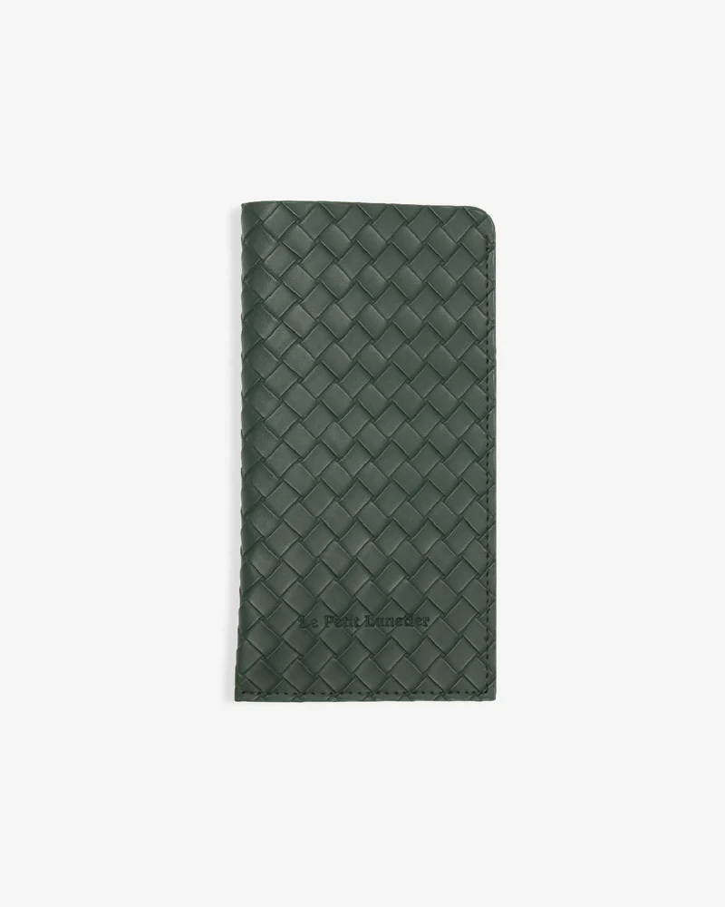 Pochette Verte en simili cuir tressé