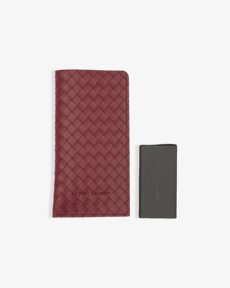 Pochette Bordeaux en simili cuir tressé