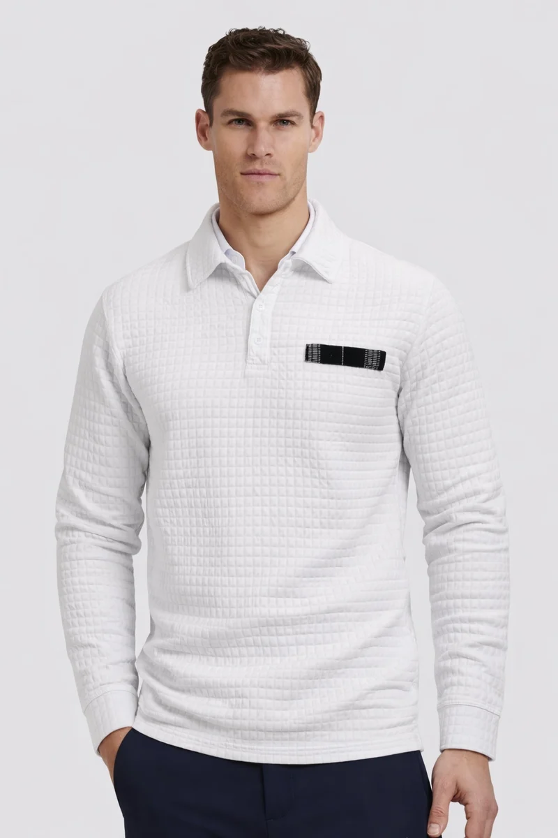 Polo en jacquard avec détails contrastés