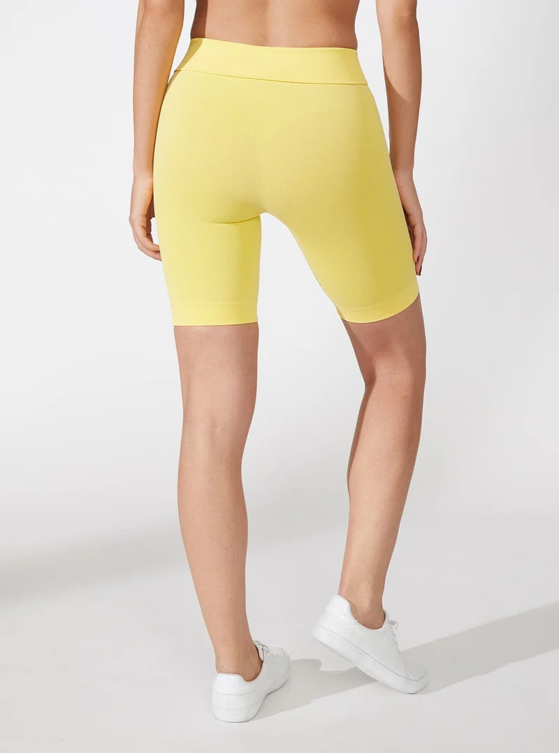 Leggings Ciclista Melange Pancia Piatta Giallo