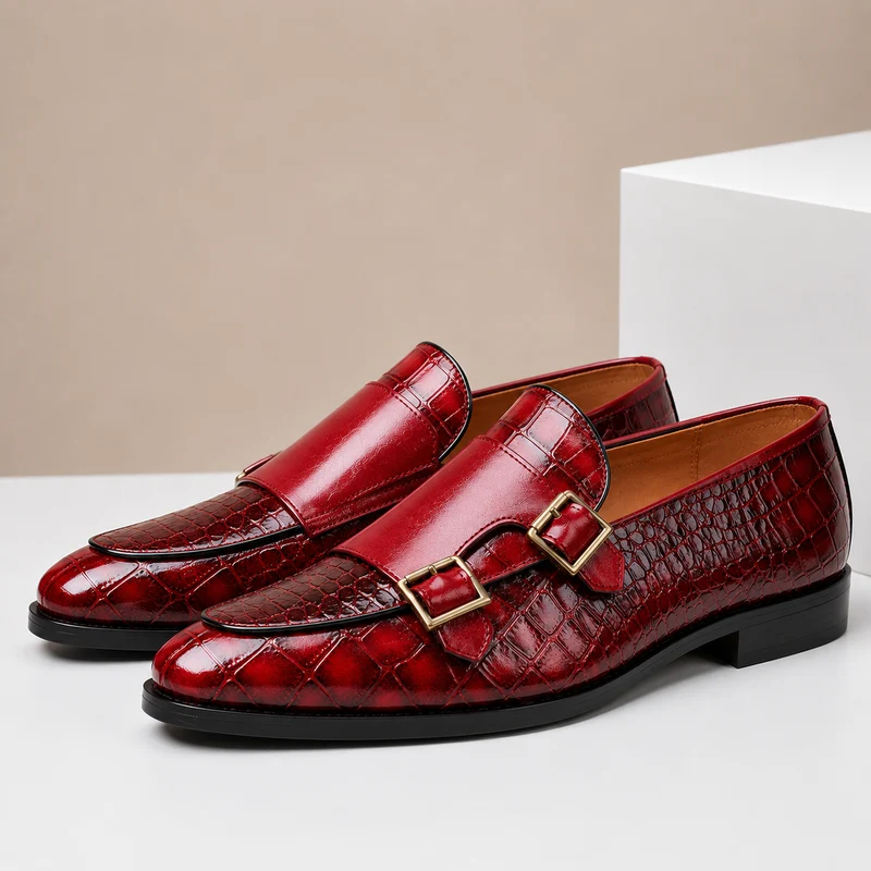 Mocassins Effet Croco Double Boucle