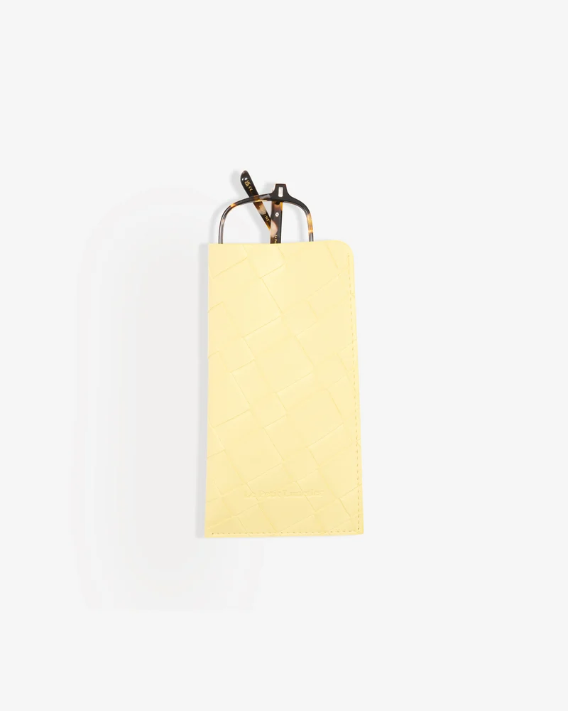 Pochette Jaune en simili cuir tressé
